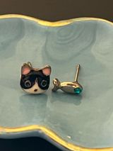 Vintage cat and mouse stud earrings  Photo 0
