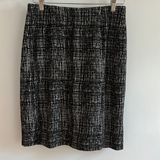 Black Knit Plaid Stretch Pencil Skirt Photo 0
