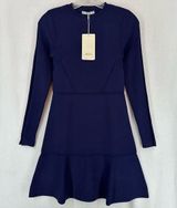 NWT Zara Knit Skater Sweater Long Sleeve Dress Womens Medium Blue Photo 0
