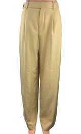 Zara Women Tan Baggy Front Pleated Wide Leg Business Career Dress Pants Sz S Photo 0