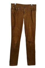 Tory Burch Pant Women Size 29 Ivy Super Skinny Corduroy Gold Button Logo Preppy Photo 0
