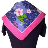 Lilly Pulitzer  Scarf Ford Breast Cancer Awareness Floral Pink Blue Cotton Woven Photo 0
