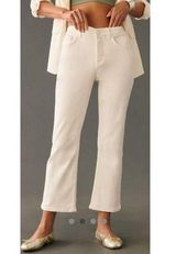 NWT Anthropologie The Yaya Mid-Rise Crop Flare Jeans by Pilcro white  23 Tall Photo 0
