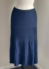 J. CREW Pleated Skirt Womens Sz XS Navy Metallic Wool
Blend Maxi Stretch Sweater Photo 0