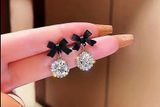 Chic Black Coquette Bow Dangle Earrings Photo 0