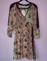 NEW Umgee M Dress Boho Floral Patchwork Flowy A Line V Neck Puff Sleeve Photo 0