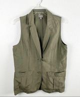 J.Jill  Army Green Cargo Style V-Neck Button Vest, Size Small Photo 0
