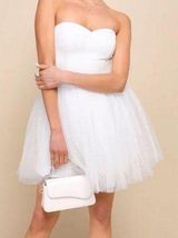 Instant Perfection White Swiss Dot Mesh Strapless Mini Dress Size Medium Photo 0