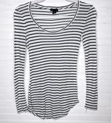 J.Crew Long Sleeve Round Neck Black and White Stripe Top Size XS Photo 0