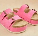 Alter’d State Pink Suede Platform Sandals Size 8 Photo 0