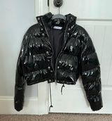 Adika Black Patent Cropper Puffer Jacket Photo 0