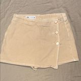NWOT Zara Tan Mini Skort with Button Detail Photo 0