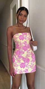 White Fox Boutique Sunset Skies Mini Dress Yellow Pink Photo 0