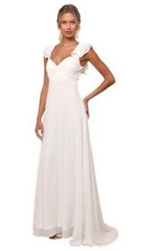 Lulus White Ruffle Sleeve Wedding Dress with Lace-up Back NWT Size XL Photo 0