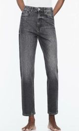 Zara Women Dark Grey Wash Mom Jeans High Waisted Y2K Styled US 6 Photo 0