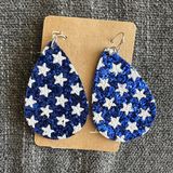 New nwt Navy Blue White Star Sparkly Dangling Earrings Photo 0