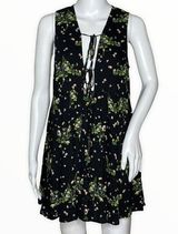 Free People Dress Womens XS Black Floral Lovely Day Printed Tunic Flower Boho Photo 0