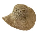Scala‎ Women’s Woven Crocheted Packable Raffia Paper Tan Sun Hat Bow One Size Photo 0