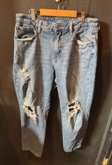 Old Navy Light Blue Distressed OG Straight Jeans Size 14 Photo 0