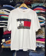 Vintage Seattle Washington White Shirt Sleeve Crewneck T-shirt Sz XL Photo 0