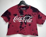 Coca Cola Womens Crop Tee Size S Red Black Tie Dye T-shirt Cropped Graphic Shirt Photo 0