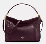 Coach Scout Hobo shoulder bag pebble leather pockets plum chocolate brown Photo 0