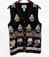 Vintage  90s Christmas Sweater Vest Size Y2K Holiday Trees Size Medium Photo 0
