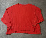 American Eagle Seriously Lived-In Waffle Knit Long Sleeve Top Oversized Photo 0