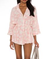 L Space L*SPACE Pacifica Buttondown Tunic Coverup Paradise Blooms XS/S Photo 0