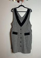 Vintage plaid velvet accent tie back vest tunic dress White Size M Photo 0