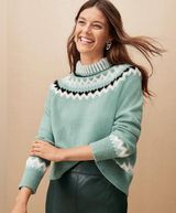 Ann Taylor Fair Isle Sweater Green Size M Photo 0