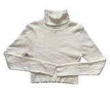 basic white ribbed cropped turtleneck sweater Photo 0