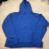 Size small royal blue Frankie’s bikinis sweatshirt with embroidered words in perfect condition Photo 0