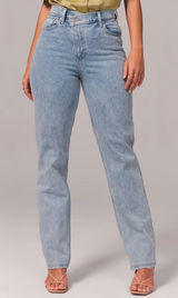 Abercrombie & Fitch 4 Asymmetrical Button Ultra High‎ Rise Straight Leg 90s Jean Photo 0