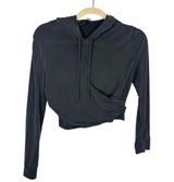 Alice + Olivia Kirk Wrap Front Hoodie Size XS Black Dark Gray Casual Cropped Photo 0