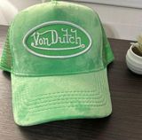 Von Dutch  Trucker Hat Lime Green Velvet Embroidered Logo Patch Snapback Cap Photo 0