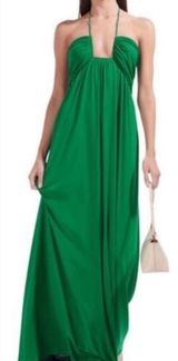 Staud Kanha Reversible Mesh Halter Dress Clover Green Deep Sea Blue Maxi Dress Photo 0