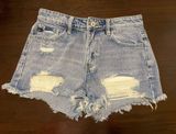 VICI Distressed Denim Shorts Photo 0