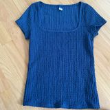 Blue Square Neck Top Photo 0