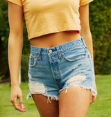 LEVI'S 501 High Rise Womens Denim Shorts Distressed Festival Sz 29 Photo 0