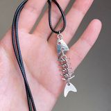 fish bone boho funky simple necklace🌀🐟💙 Photo 0