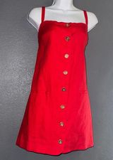 J. Crew Red Button Down Holiday Christmas Mini Dress Womens Medium Photo 0