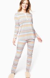 Roller Rabbit Bands Weave Pajama Pima Cotton Woodland Animals Womens Medium Photo 0