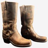 FRYE 12R Harness Boot Women Sz 7.5 Brown Oiled Leather Western Cowgirl Pull-On Photo 0