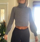 Margaret O’Leary grey wool cropped turtleneck sweater! Photo 0