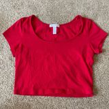 Red Crop Top Shirt Size M Photo 0