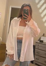 H&M White Button Down Shirt Large Photo 0