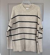 AERIE UNREAL STRIPED SWEATER BLACK CREAM MEDIUM OVERSIZED Photo 0