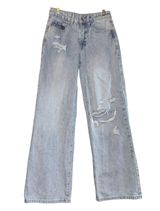 Edikted Wide Leg Jeans Women XS Destroyed Light Wash Streetwear Skater Y2K Style Photo 0