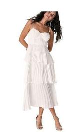 Lulus Women's Cascading Crush Tiered Bustier Midi Dress Size M Formal White Photo 0